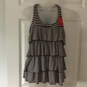 Anthro Fresh Karma stripe race back, ruffled top M